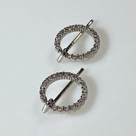 Sterling Silver Cubic Zirconia Circle Stud Earrings - Picture 6 of 10
